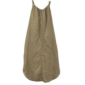 Lagenlook Cotton Gauze Midi Dress Size M Old Navy Birch Leaf Boho Pockets Resort